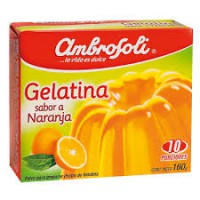Gelatina, de naranja, caja 100 g $ 5.490 por kilo Marca: AMBROSOLI